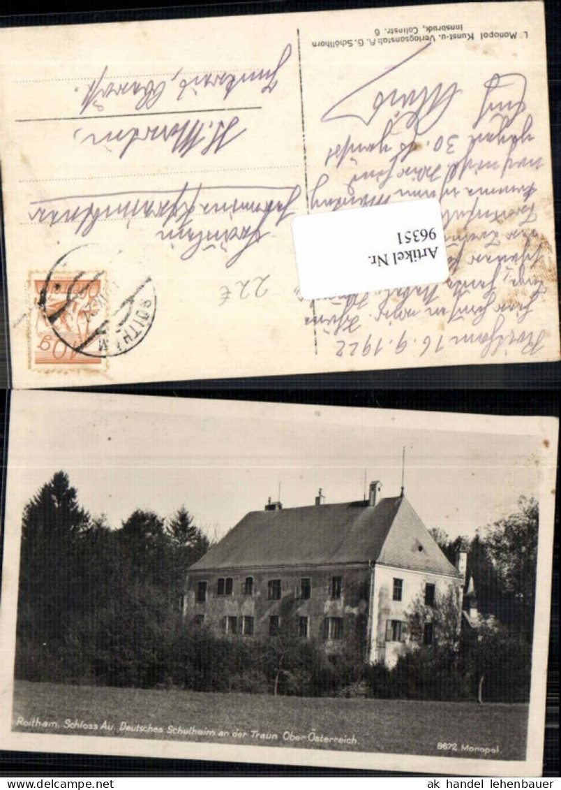 96351,Roitham Schloss Au Schulheim a.d. Traun Gmunden 1927