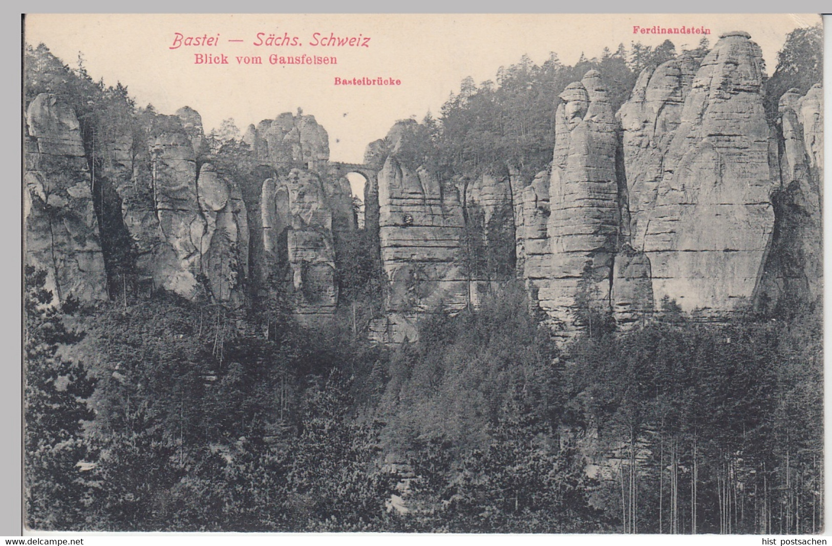 (96790) AK Sächs. Schweiz, Bastei, Ferdinandstein, vor 1945