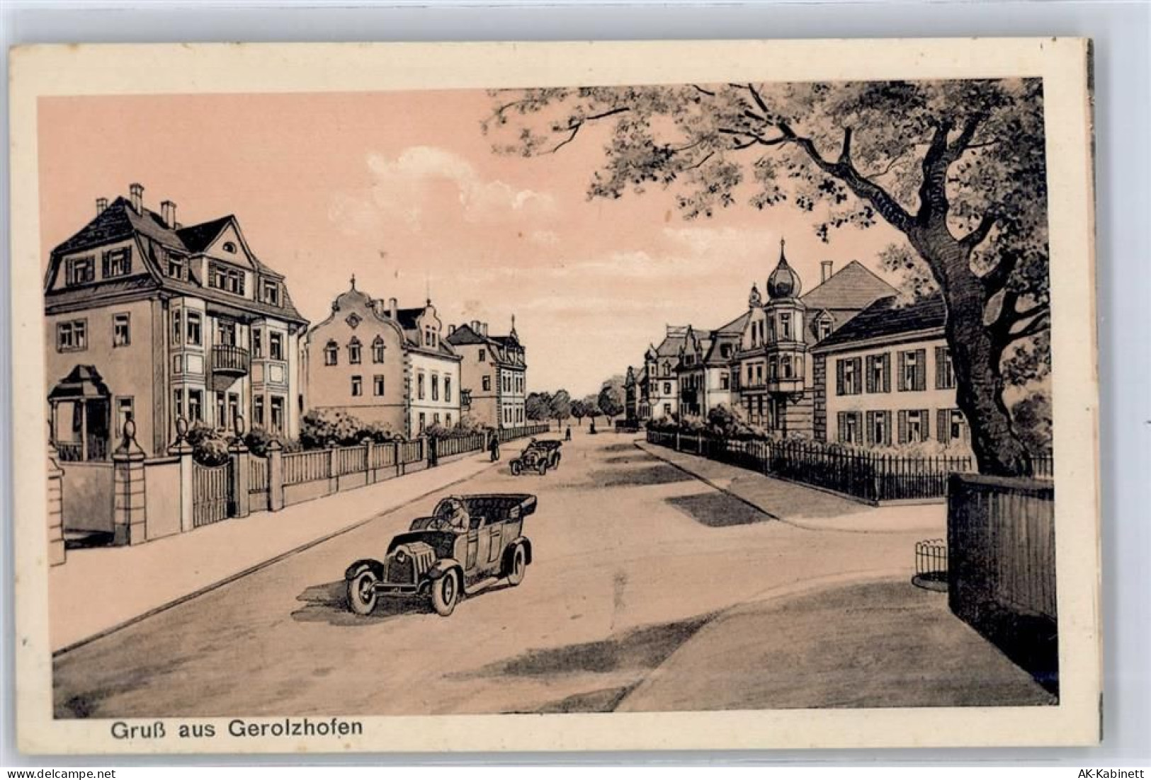 97447 W8723 Gerolzhofen Lithographie Straßenansicht, Autos - 51290301