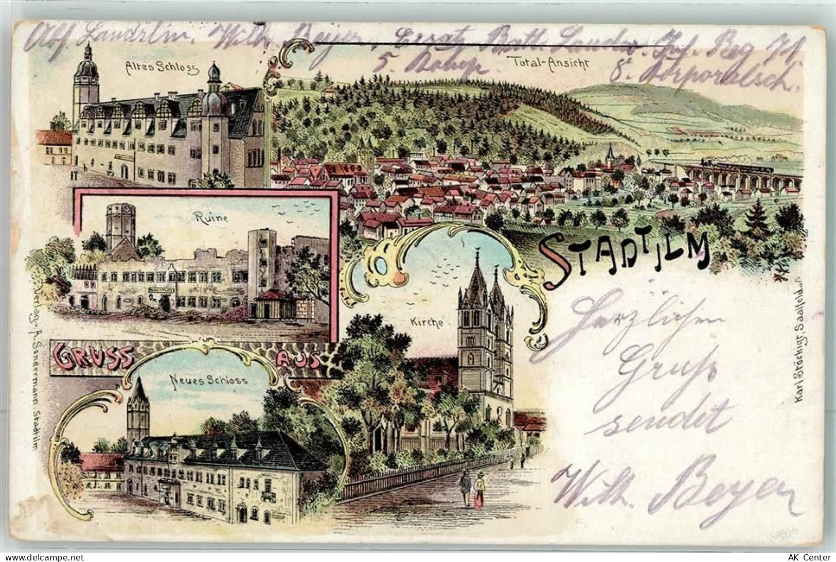 99326 O5217 Stadtilm 1916 - Neues Schloß Ruine Altes Schloß Eisenbahnbrü... - 13491122