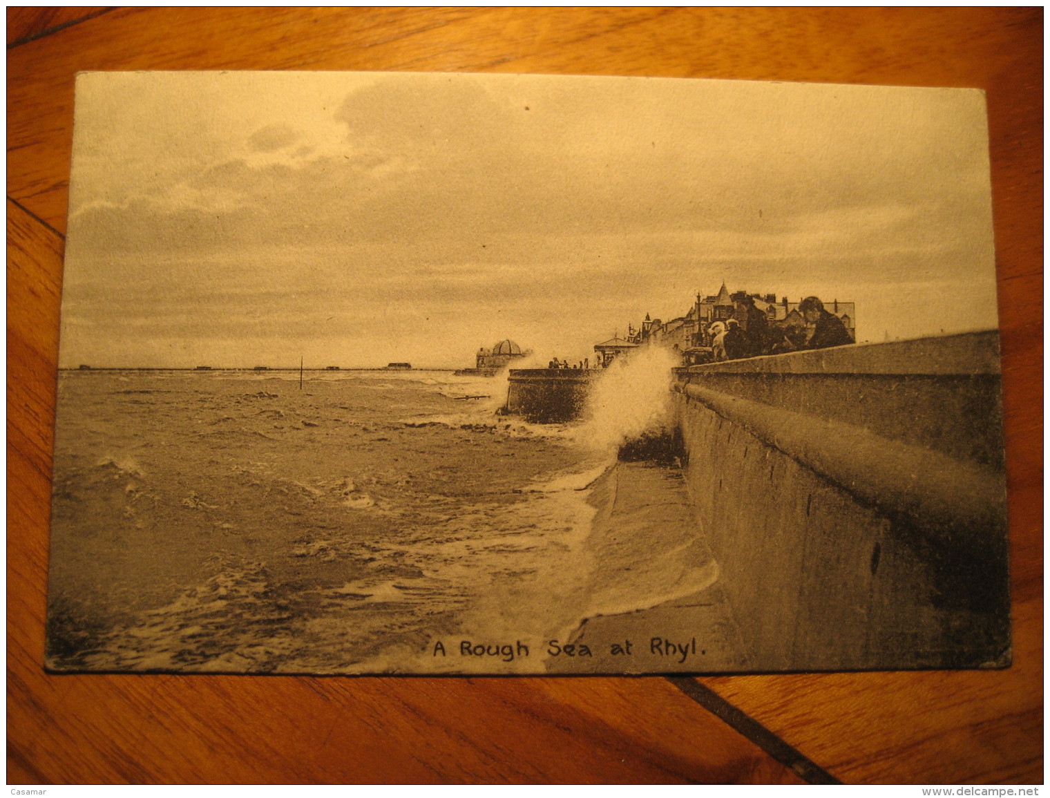 A Rough Sea at RHYL Rochdale 1914 cancel post card Flintshire Wales UK GB