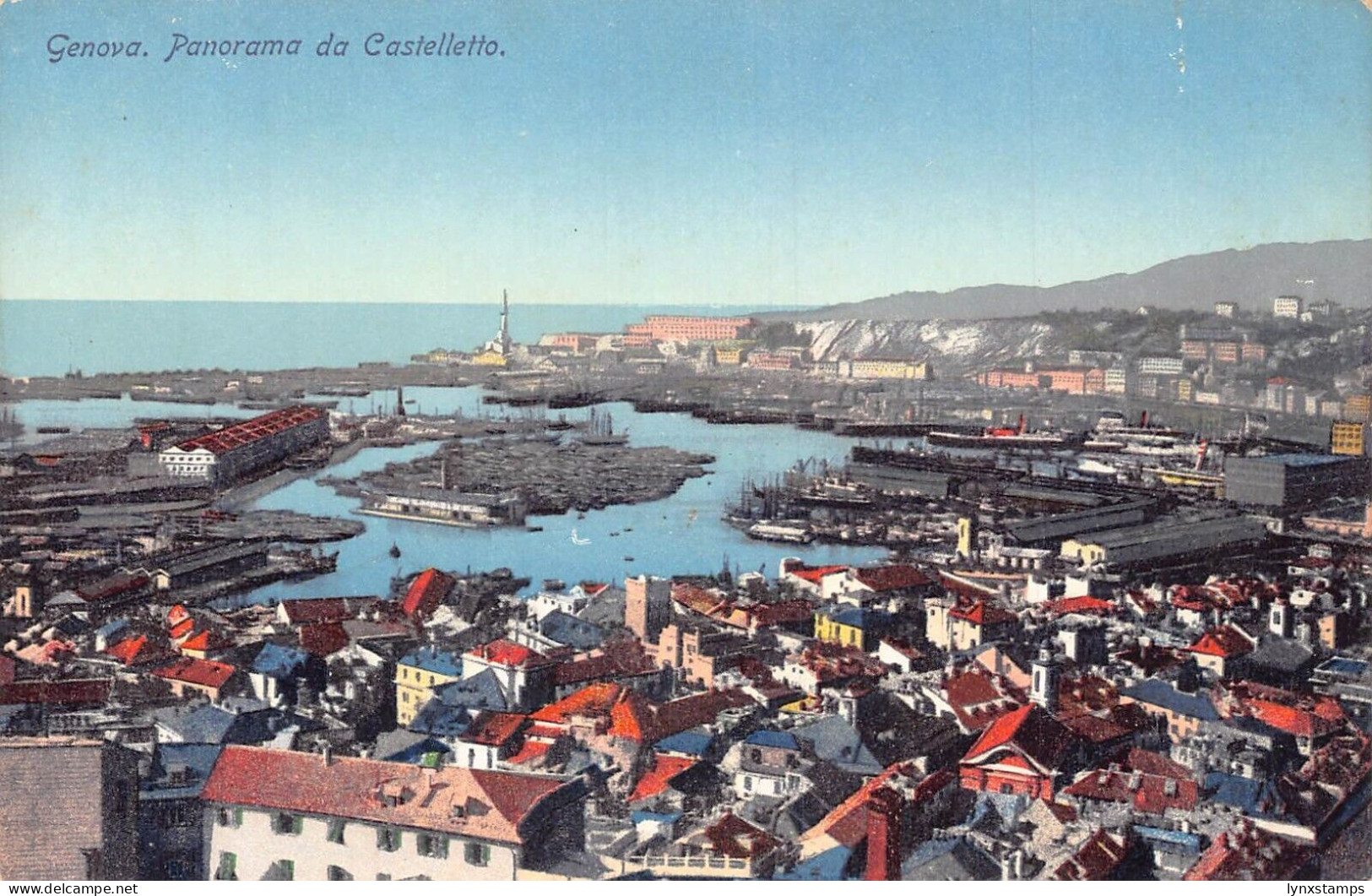 A017 Italy Genova Genoa Panorama da Castelletto vintage postcard