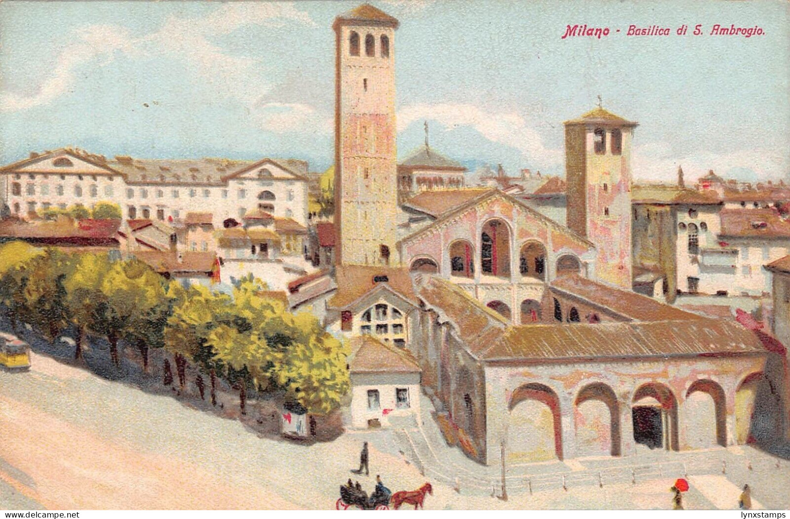 A017 Italy Milano Milan Basilica di S Ambrogio painting vintage postcard