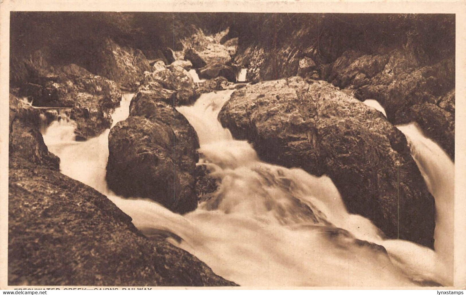 A023 Australia Cairns Railway Freshwater Creek rocks vintage postcard