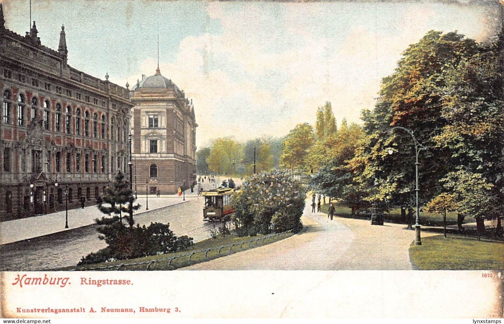 A138 Germany Hamburg Ringstrasse Tram Park vintage postcard