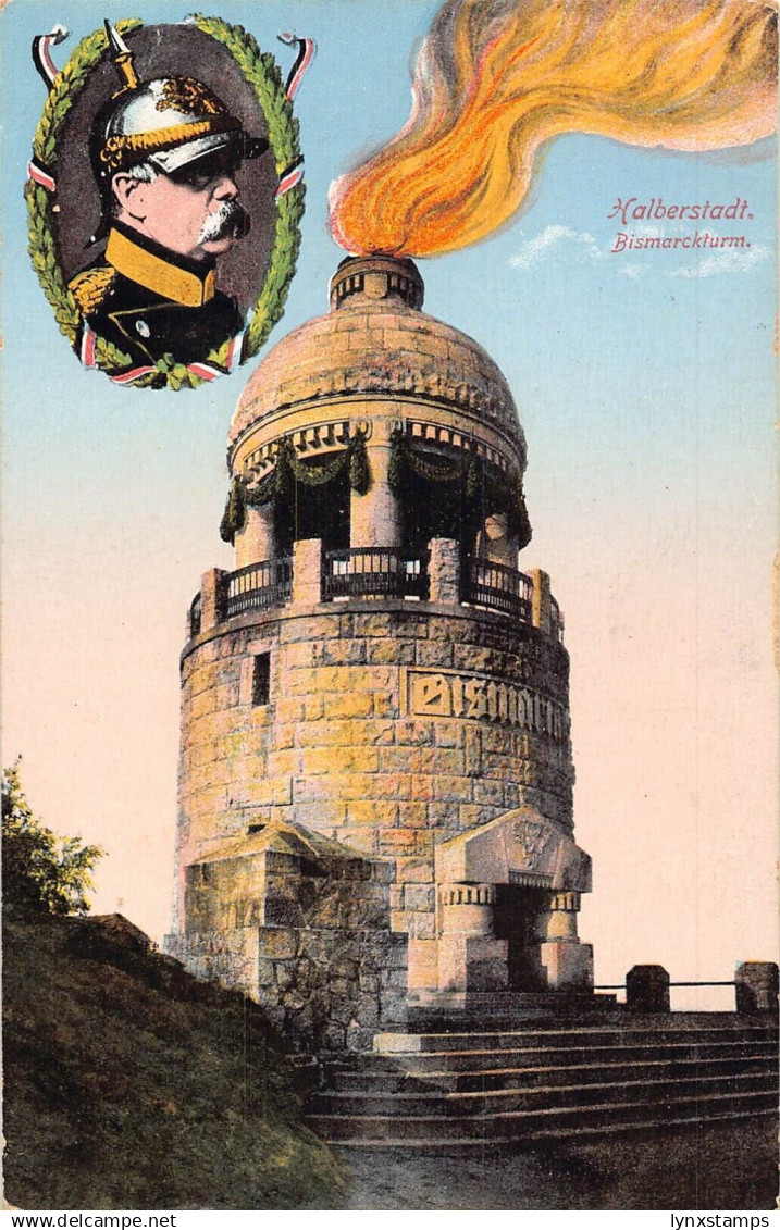 A153 Germany 1915 Halberstadt Bismarkturm Bismark Portrait WWI field postcard