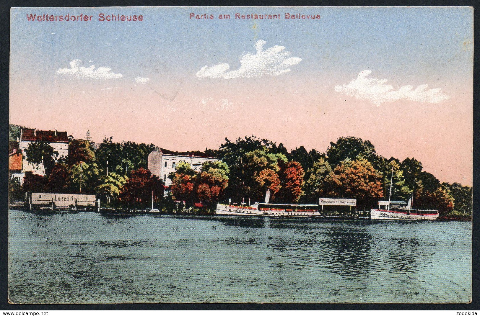 A1922 - alte Ansichtskarte - Woltersdorf Schleuse - Gaststätte Restaurant Bellevue - n. gel Dampfer