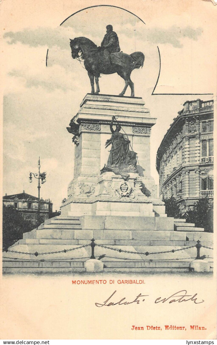 A196 Italy 1899 Milan Milano Monument of Garibaldi vintage postcard