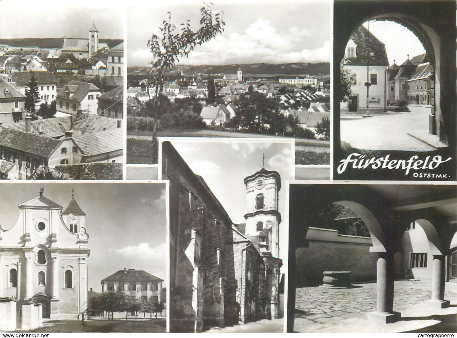 A5515 Austria Fürstenfeld city ​​panorama, church and historical architecture