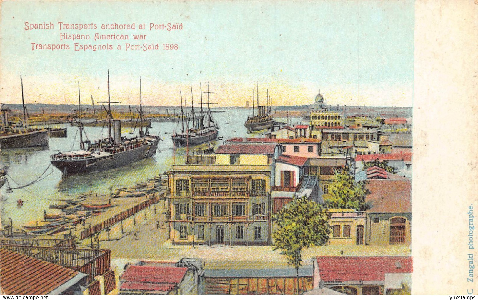 A625 Egypt Spanish Transports Anchored War Port Said Steamboats postcard