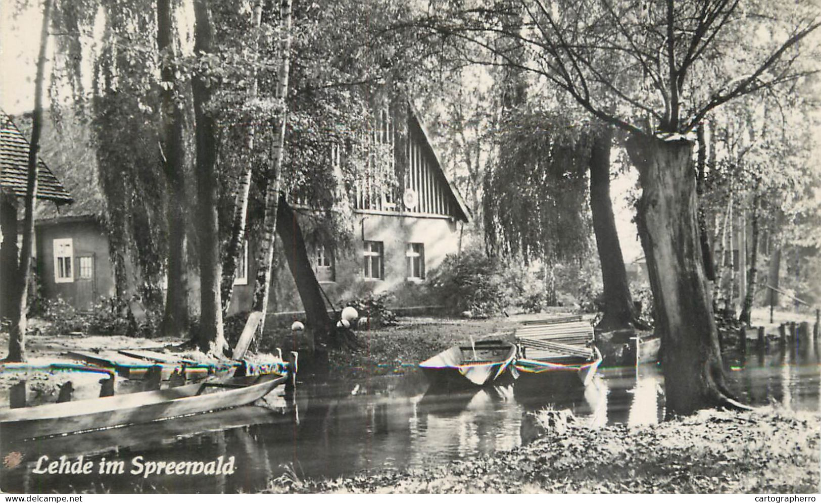 A6277 Germany Postcard Lehde im Spreewald - Traditional House & Boats on Canal - RPPC