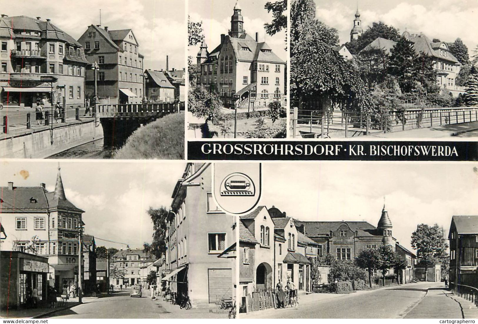 A6278 AK Großröhrsdorf, Kreis Bischofswerda - Mehrbild, Rathaus, HO-Geschäft DDR