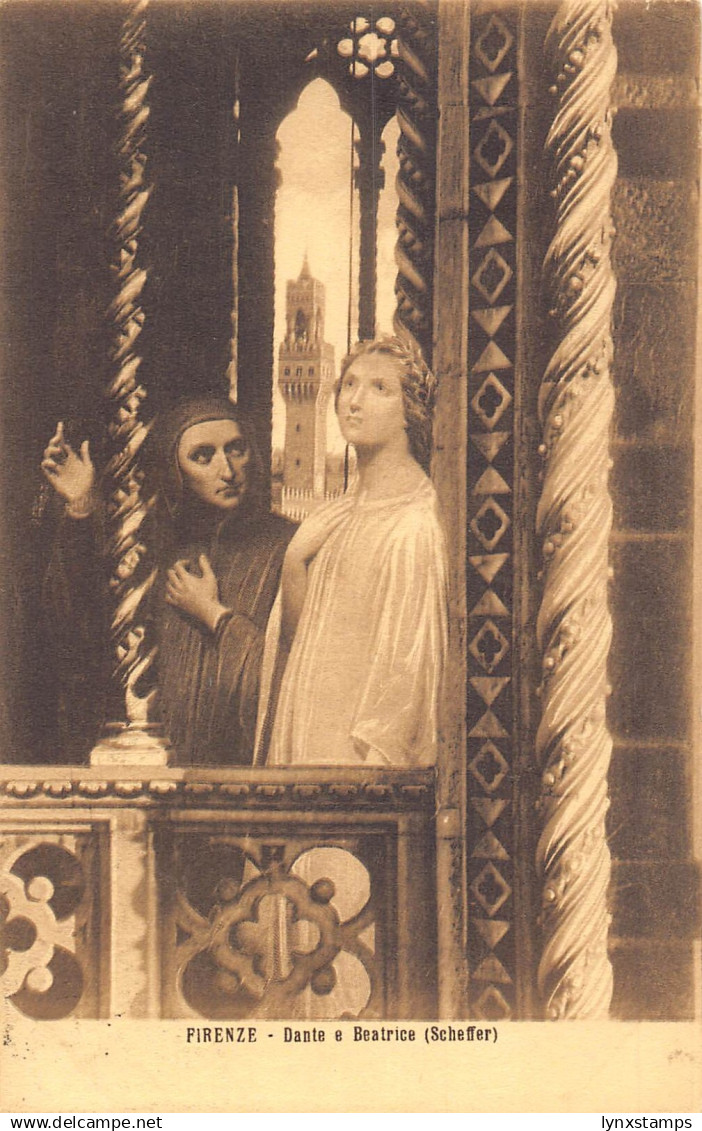 A654 Italy 1917 Firenze Florence Dante Alighieri and Beatrice postcard
