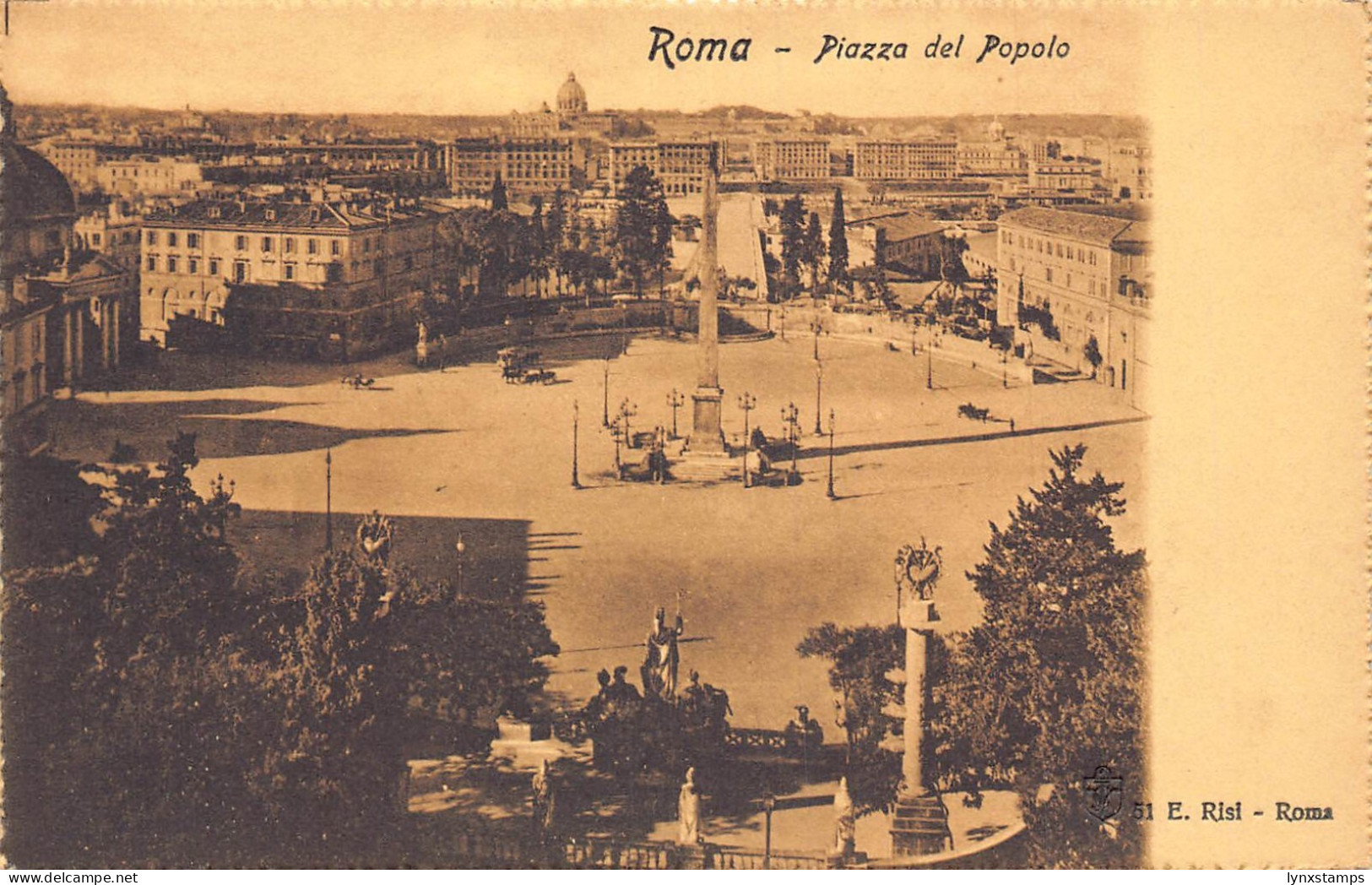 A663 Italy Rome Roma Piazza de Popolo vintage postcard