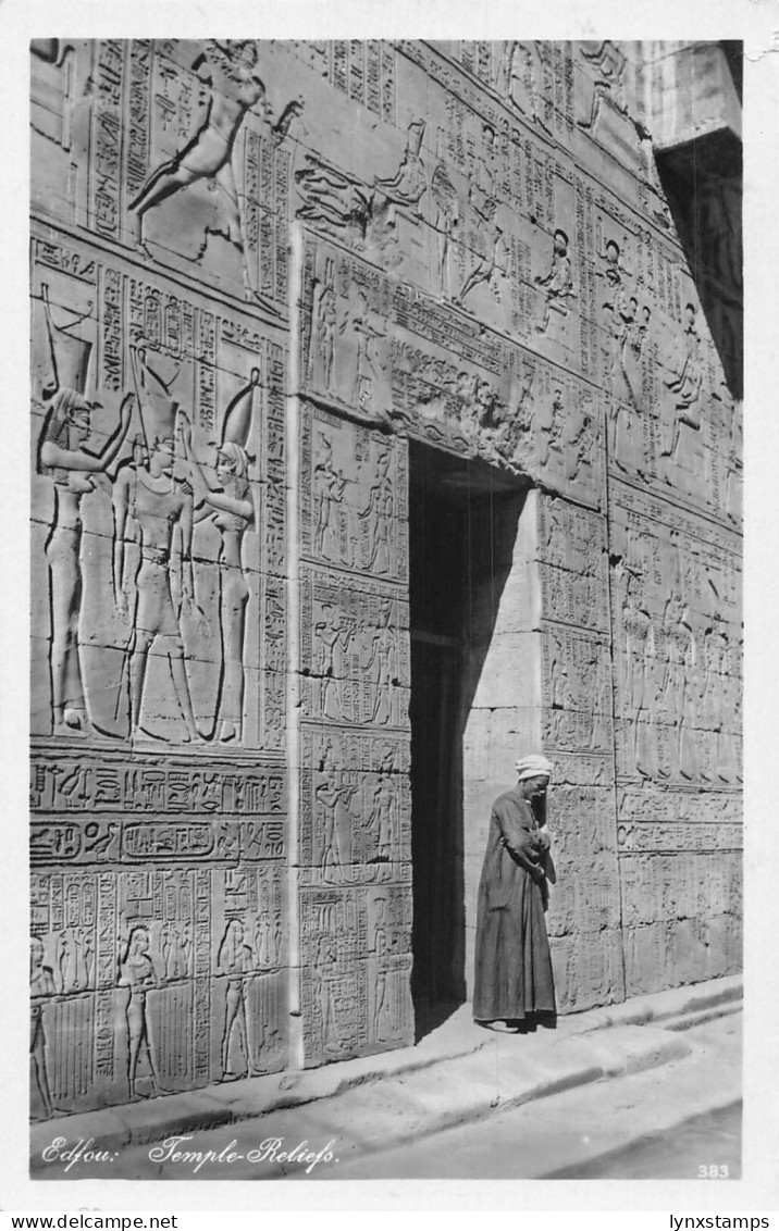 A765 Egypt Edfou Temple Reliefs RPPC vintage postcard