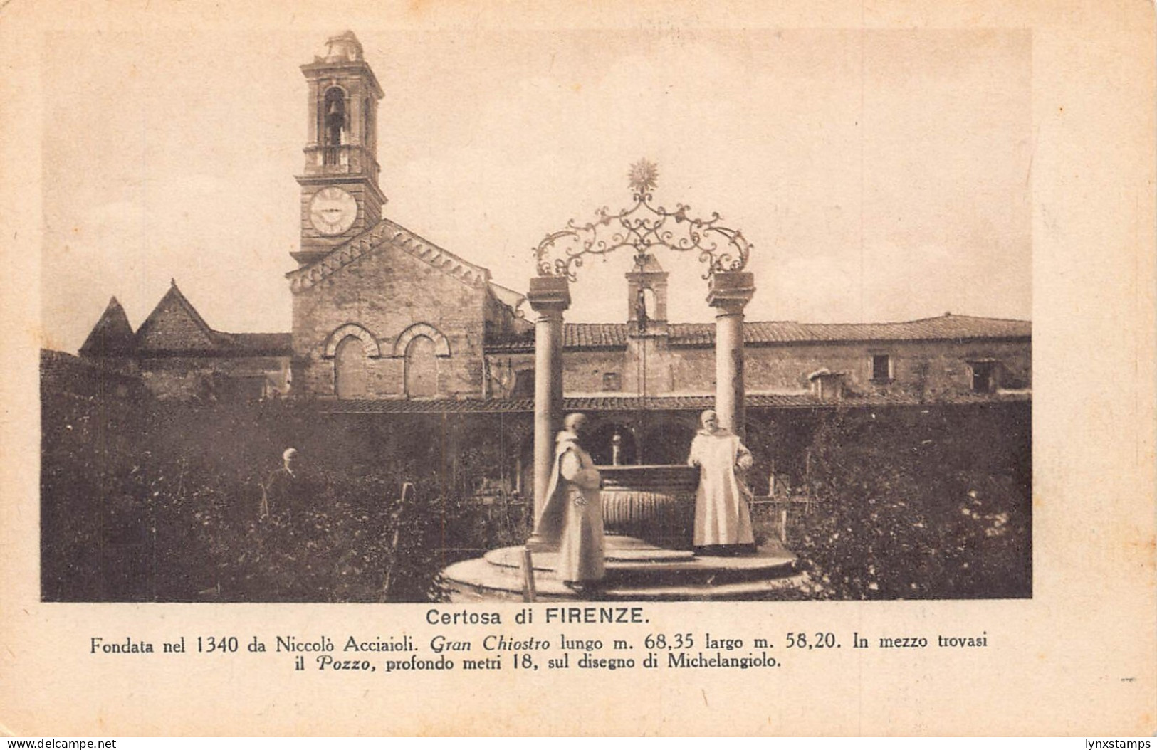 A805 Italy Certosa di Firenze Florence Well Monks vintage postcard