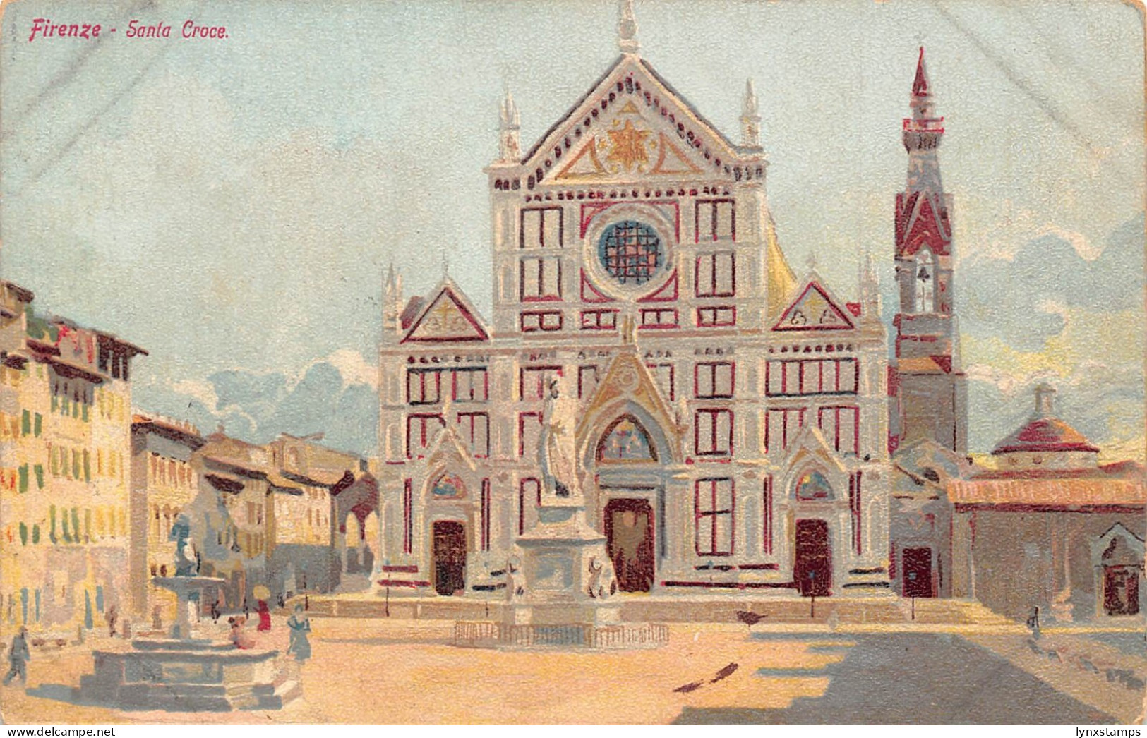 A849 Italy Firenze Florence Santa Croce Church vintage postcard