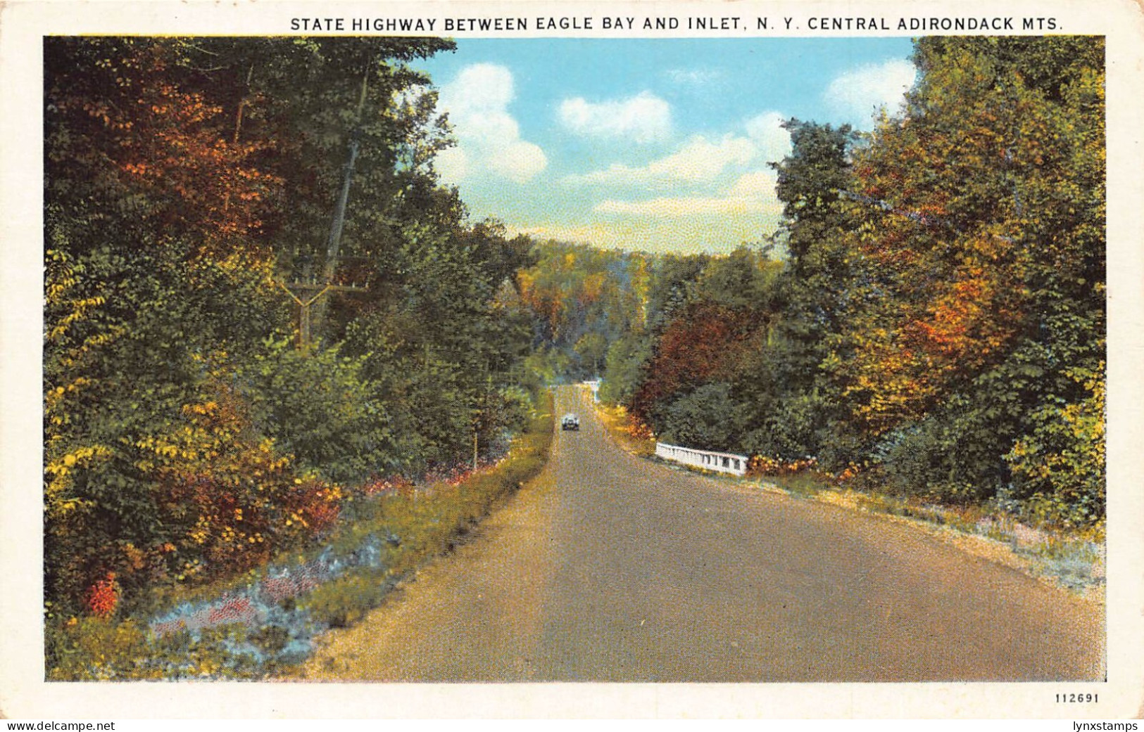 A855 US Highway Eagle Bay and Inlet NY Central Adirondack Mts vintage postcard