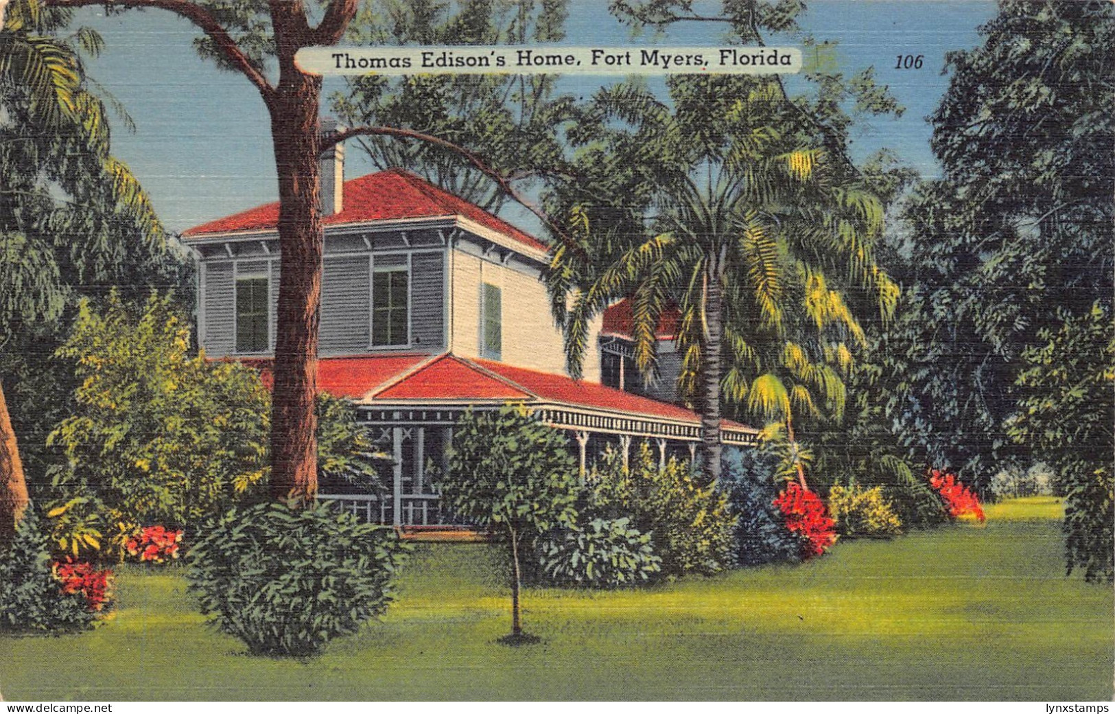 A855 US Thomas Edison's Home Fort Myers Florida postcard