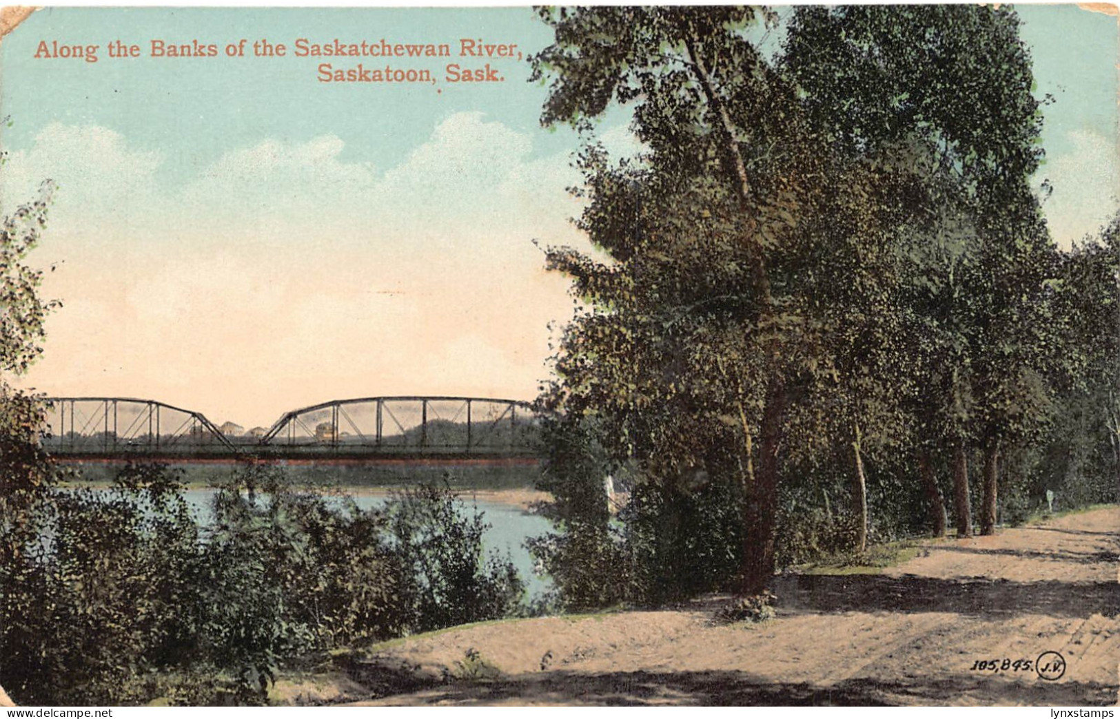 A859 Canada Along Banks of Saskatchewan River Saskatoon vintage postcard