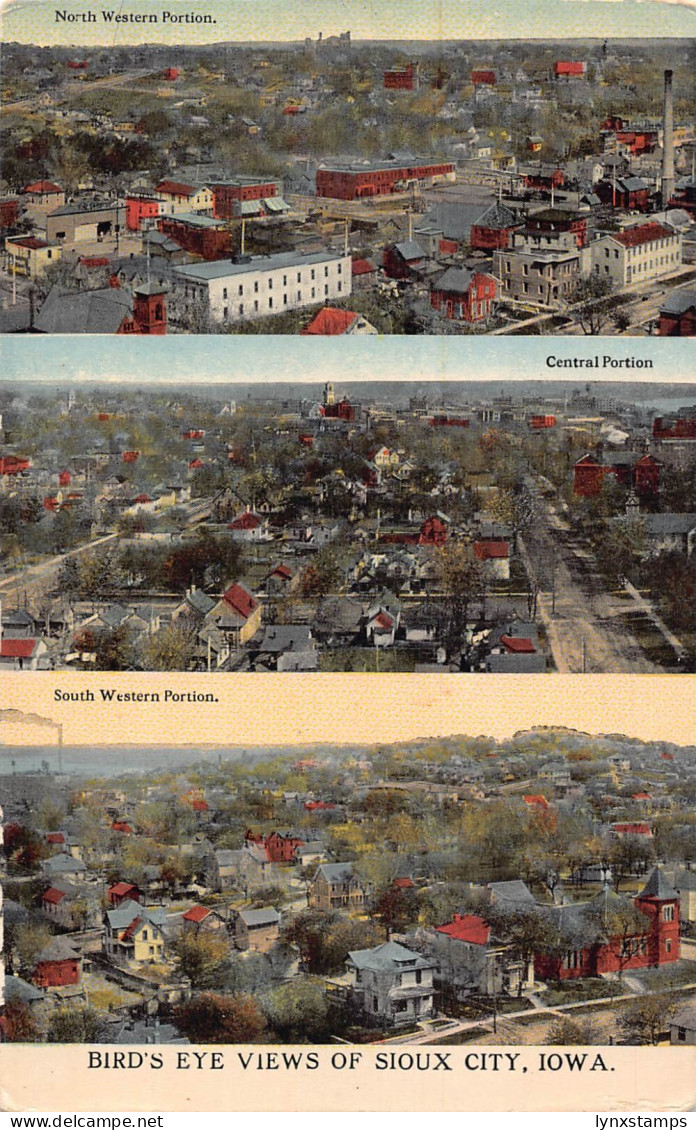 A861 US Birds Eye View of Sioux City Iowa vintage postcard
