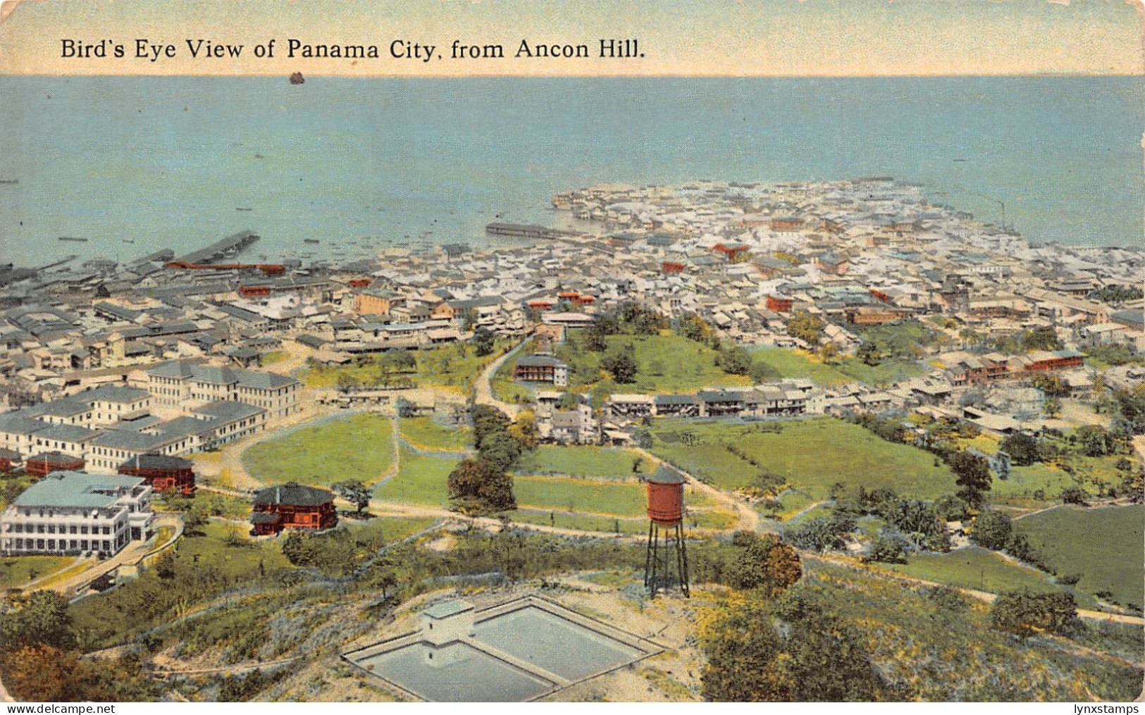 A865 Panama Bird's Eye View of Panama City from Ancon Hill vintage postcard