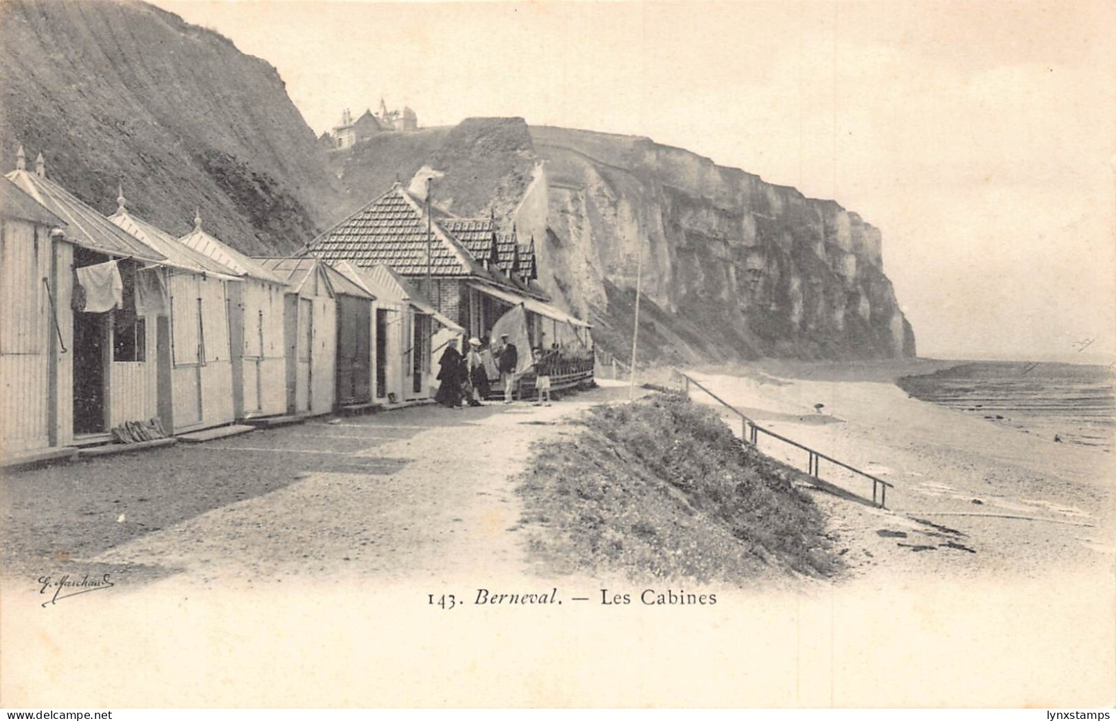 A913 France Berneval Les Cabines Beach vintage postcard