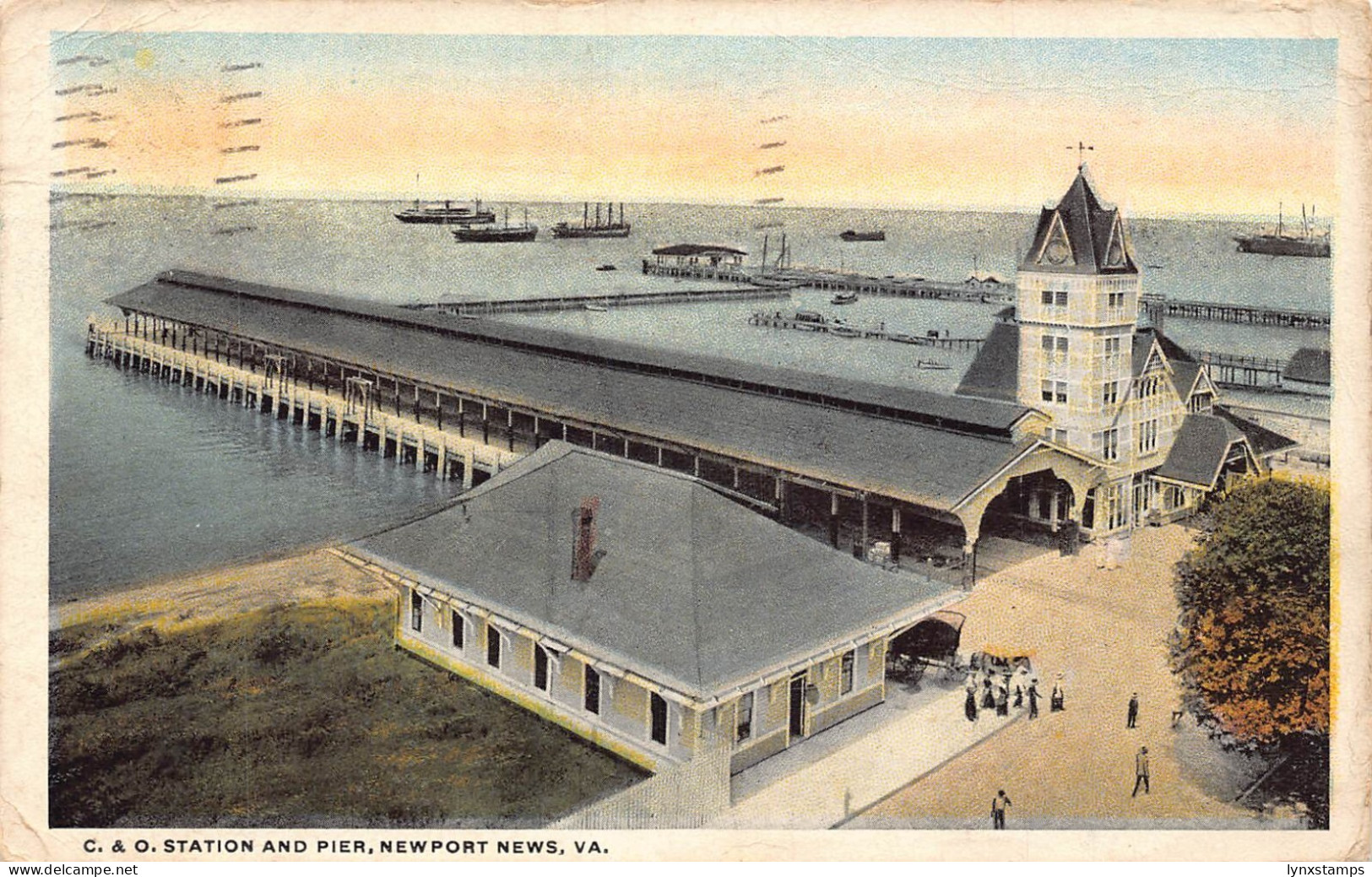 A968 US 1917 C&O Station And Pier Newport News Virginia vintage postcard