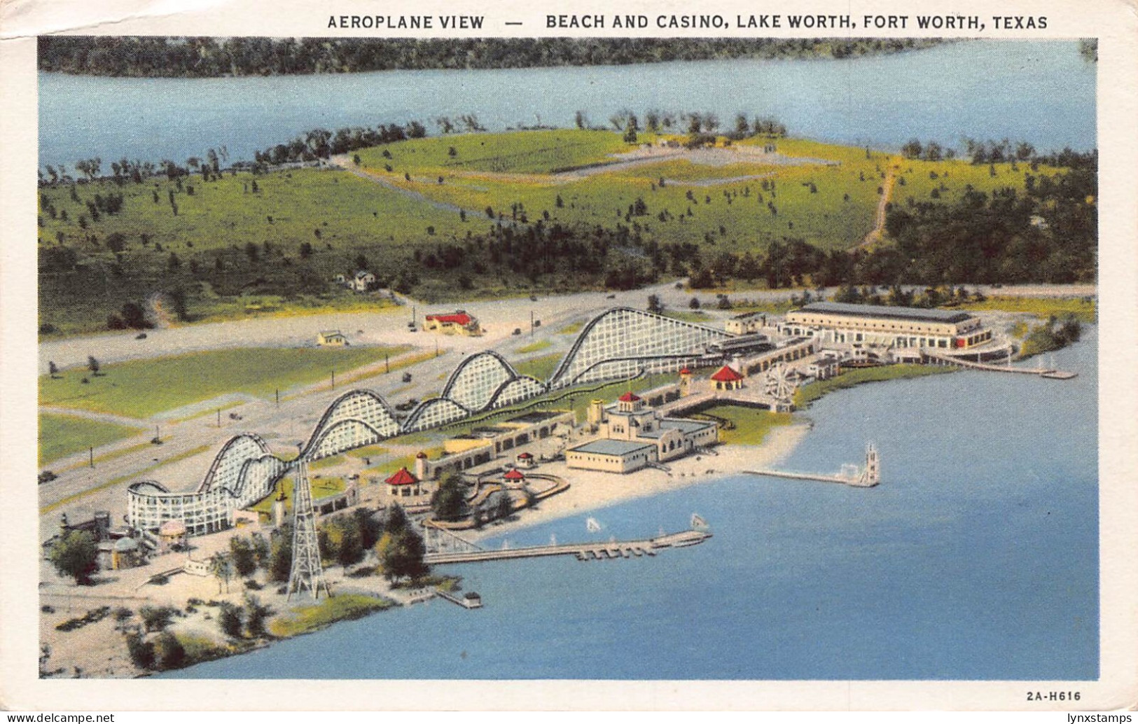 A970 US Beach and Casino Lake Worth Fort Worth Texas vintage postcard