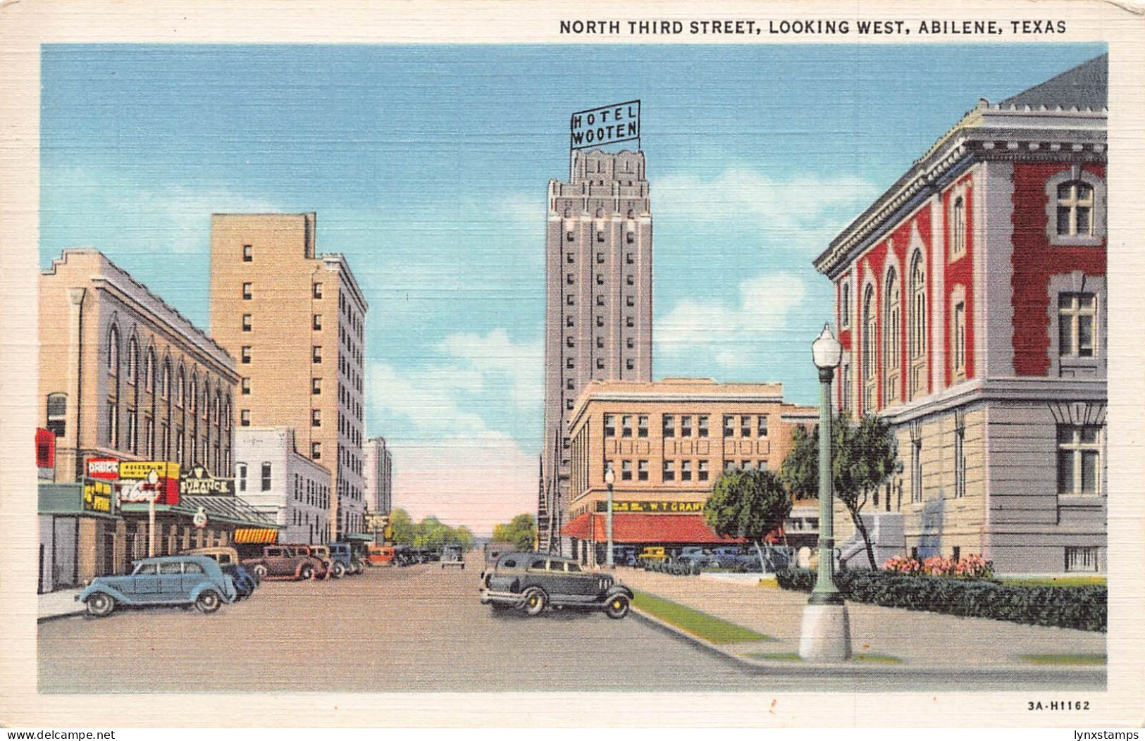 A970 US North Third Street Looks West Abilene Texas Hotel Wooten cars postcard