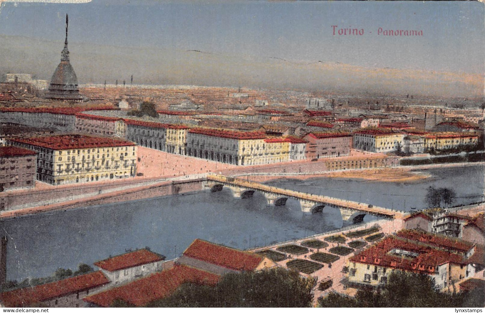 A976 Italy Torino Turin Panorama Bridge vintage postcard