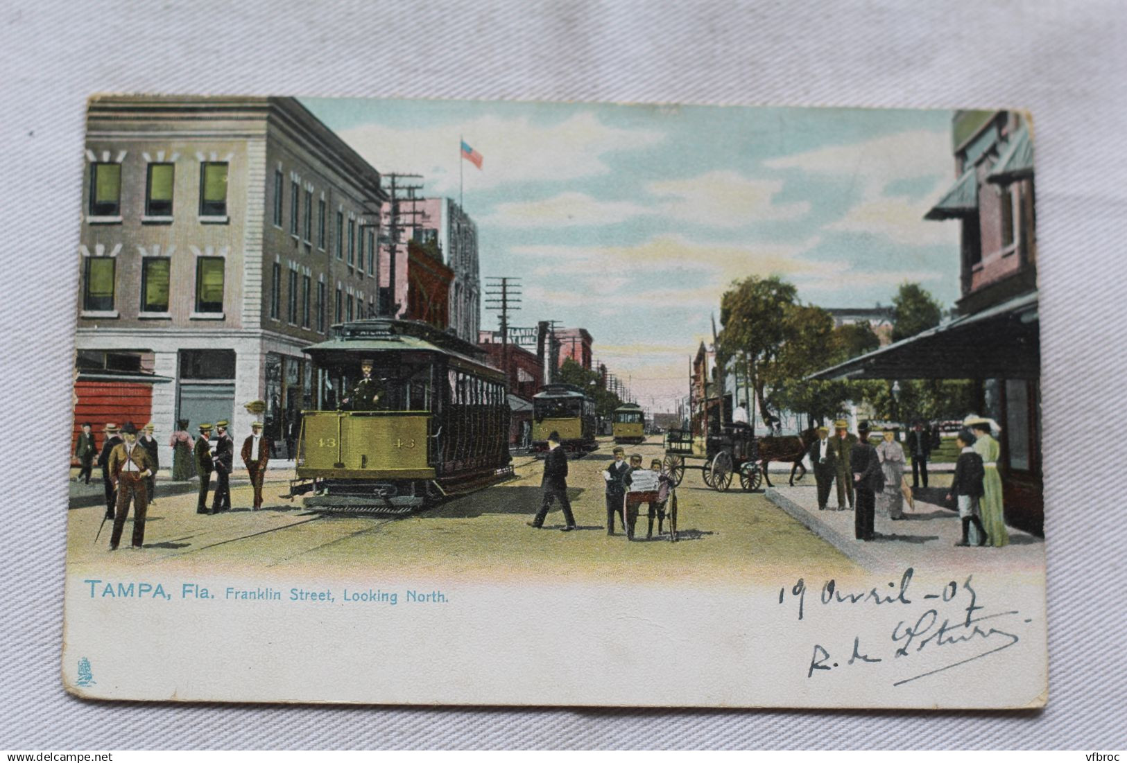 AA299, Cpa 1907, Tampa, Franklin street, looking north, USA, Etats Unis