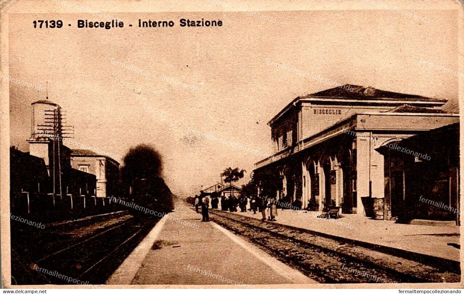 aa855 cartolina bisceglie interno stazione provincia di bari