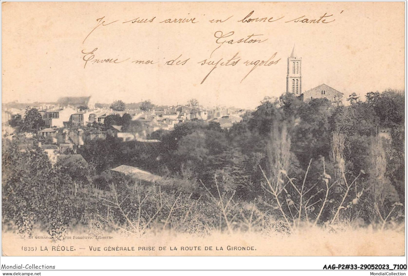 AAGP2-33-0139- LA REOLE - vue generale prise de la route de la Gironde