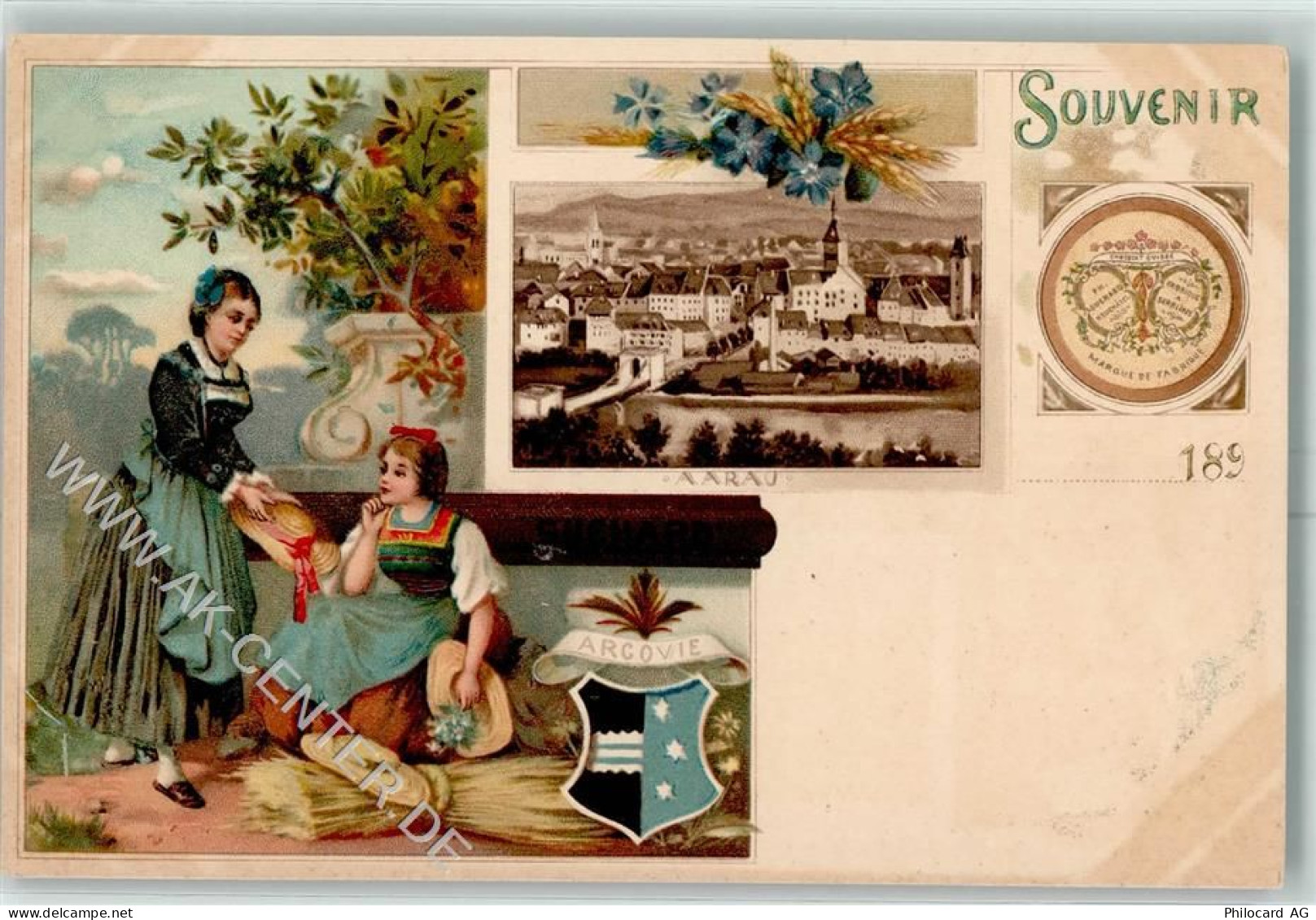 Aarau Wappen Korbflechterin Berufe AK Suchard Schokolade 1898 Lithograph... - 13417317