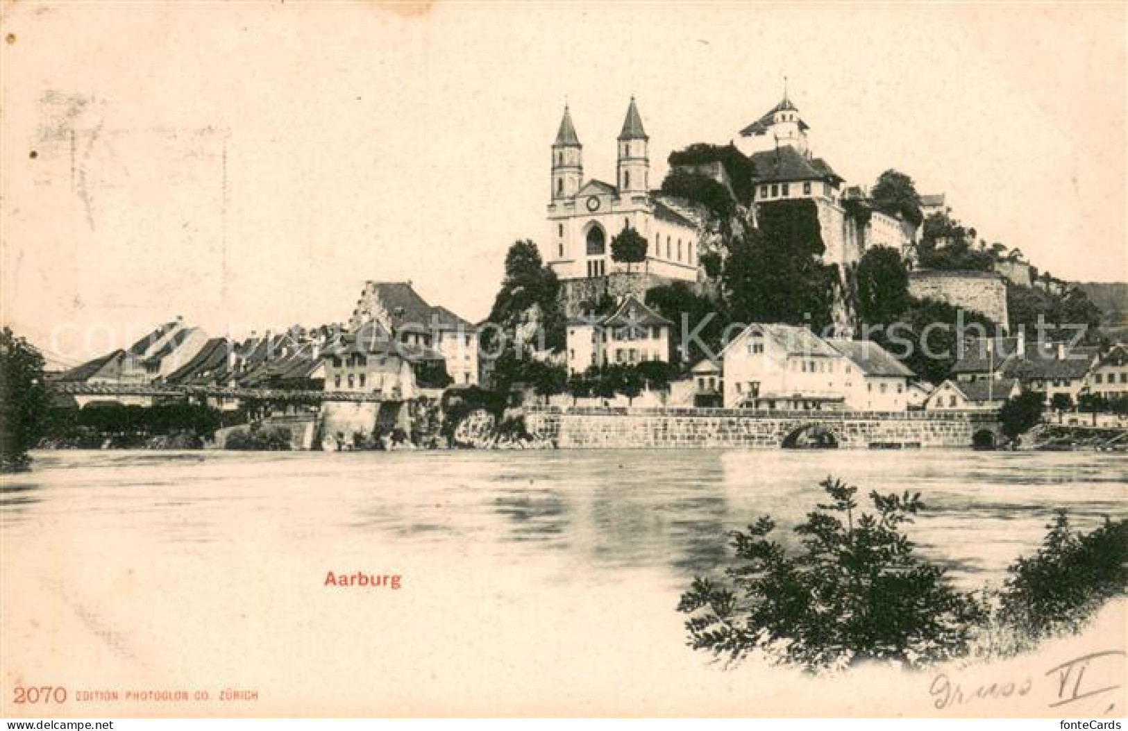 Aarburg AG Partie an der Aare mit der Aarburg