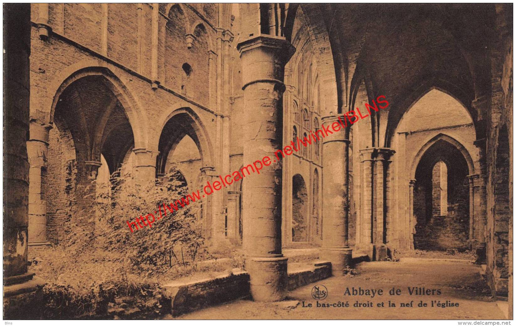Abbaye - le bas-côté droit et la nef de l'église - Villers-la-Ville