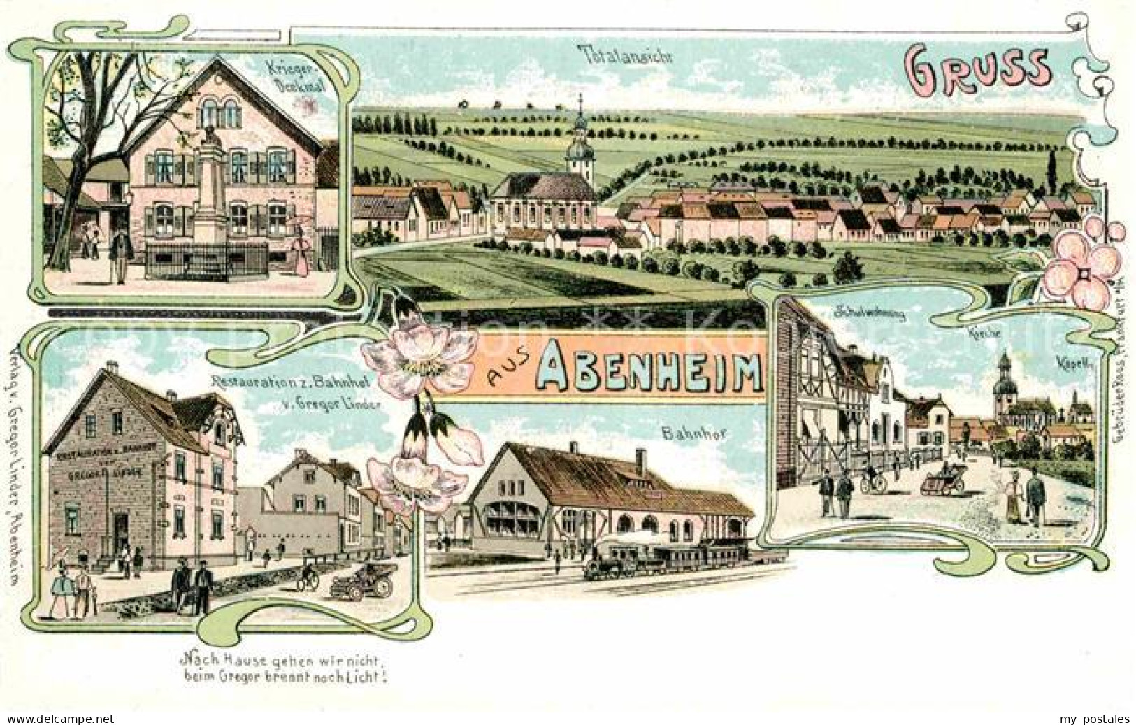 Abenheim Kriegerdenkmal Bahnhof Kirche Restaurant zum Bahnhof