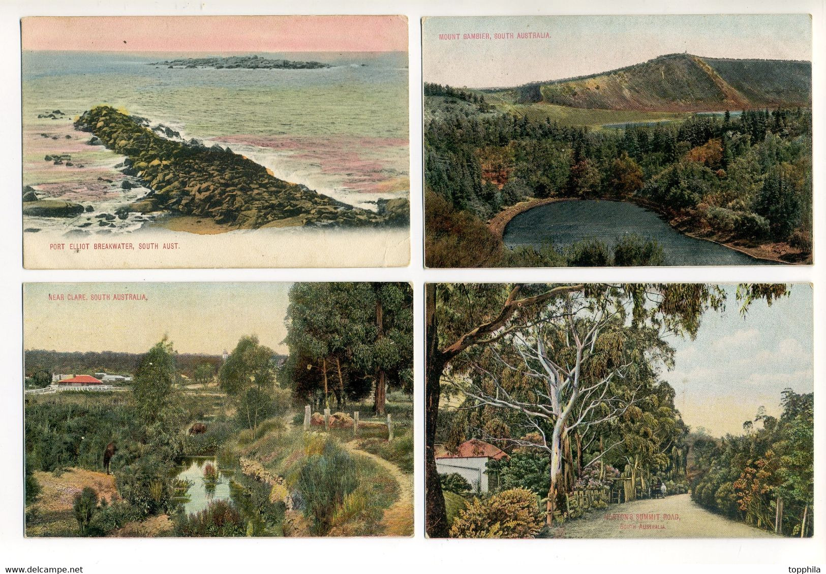 abt 1910 South Australia four unused colour postcards CPA  Gambier, Port Elliot, Clare, Norton