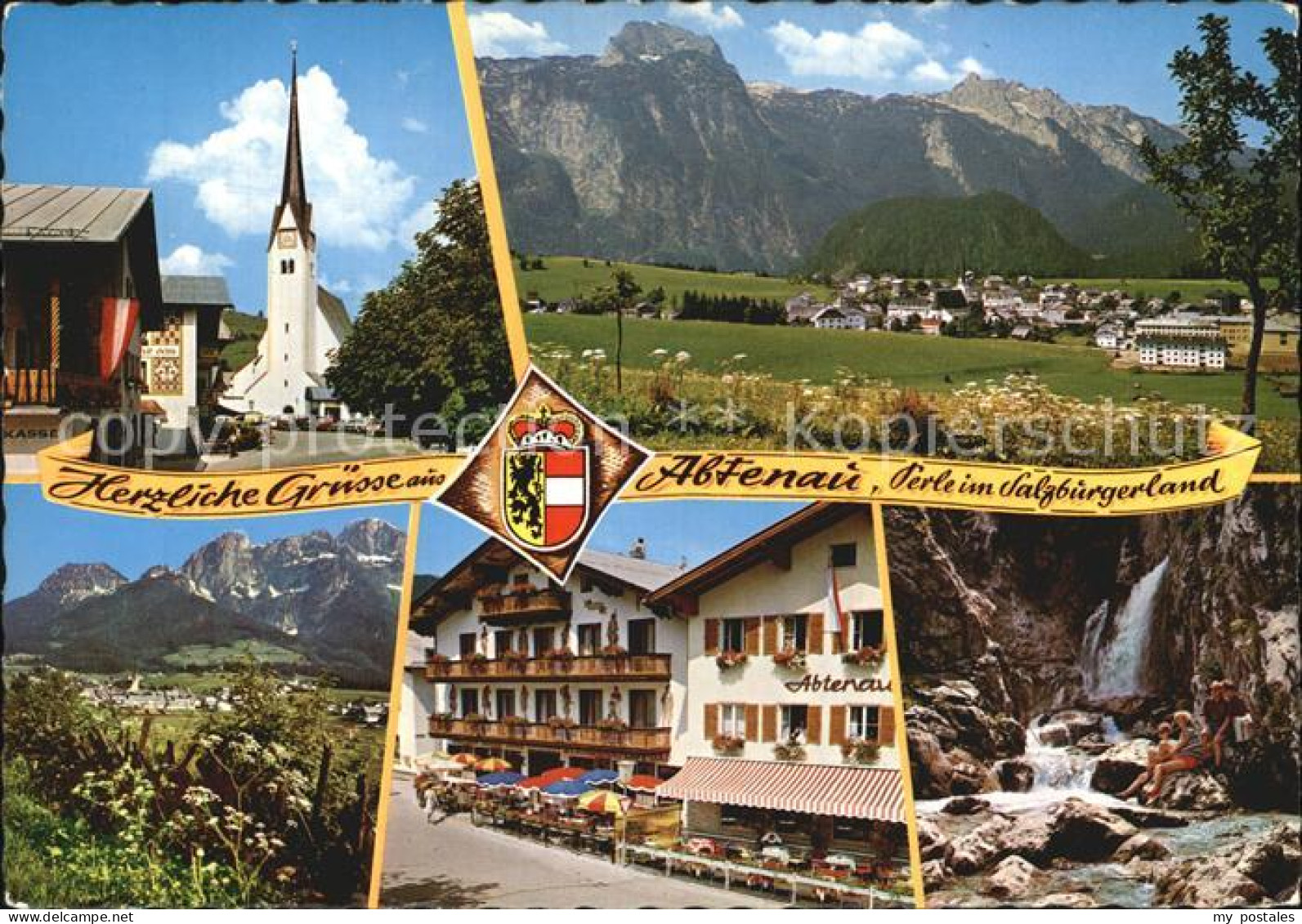 Abtenau Kirche Panorama Gasthof Abtenau Wasserfall
