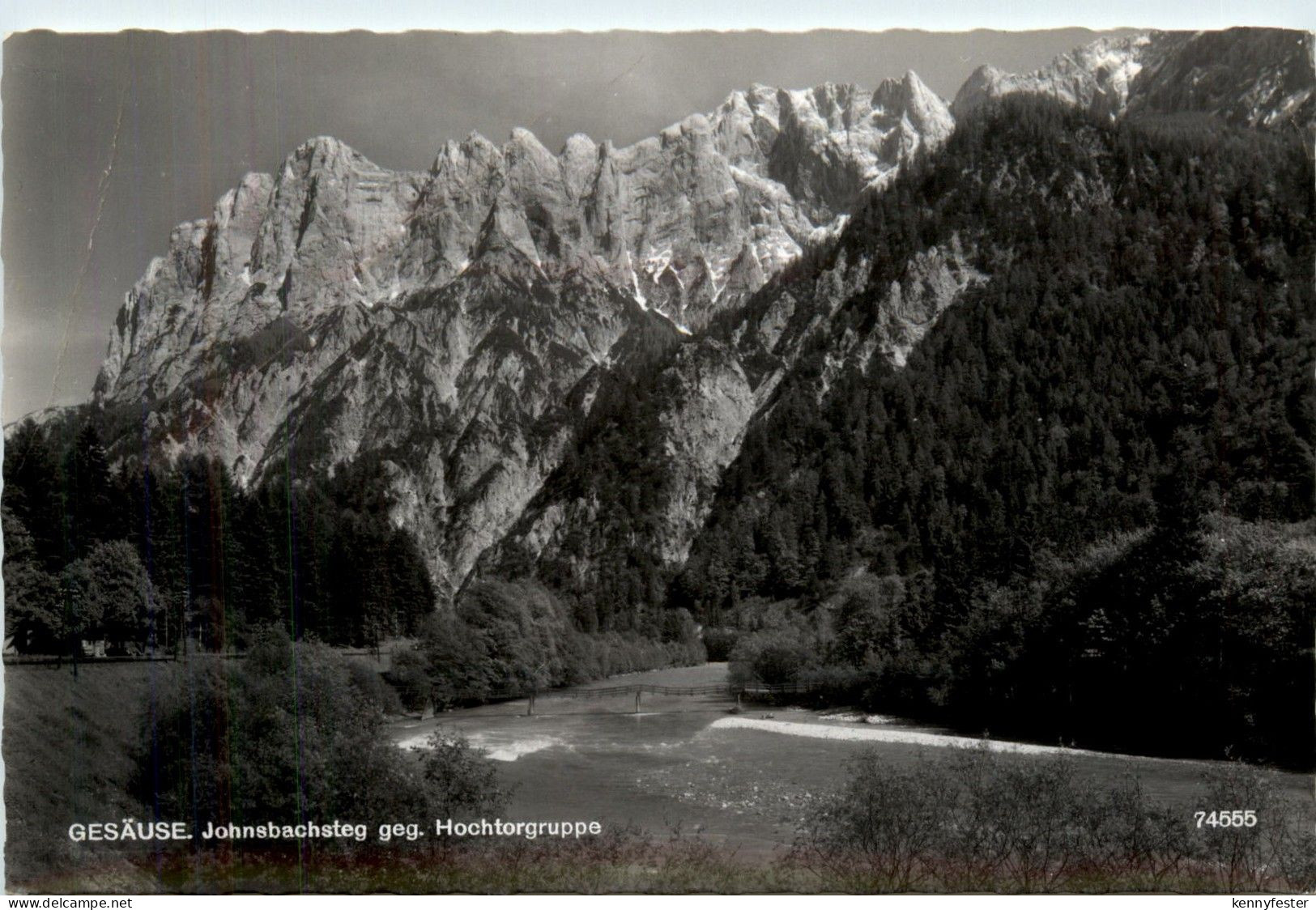 Admont/Gesäuse/Steiermark und Umgebung - Gesäuse: Johnsbachsteg gegen Hochtorgruppe
