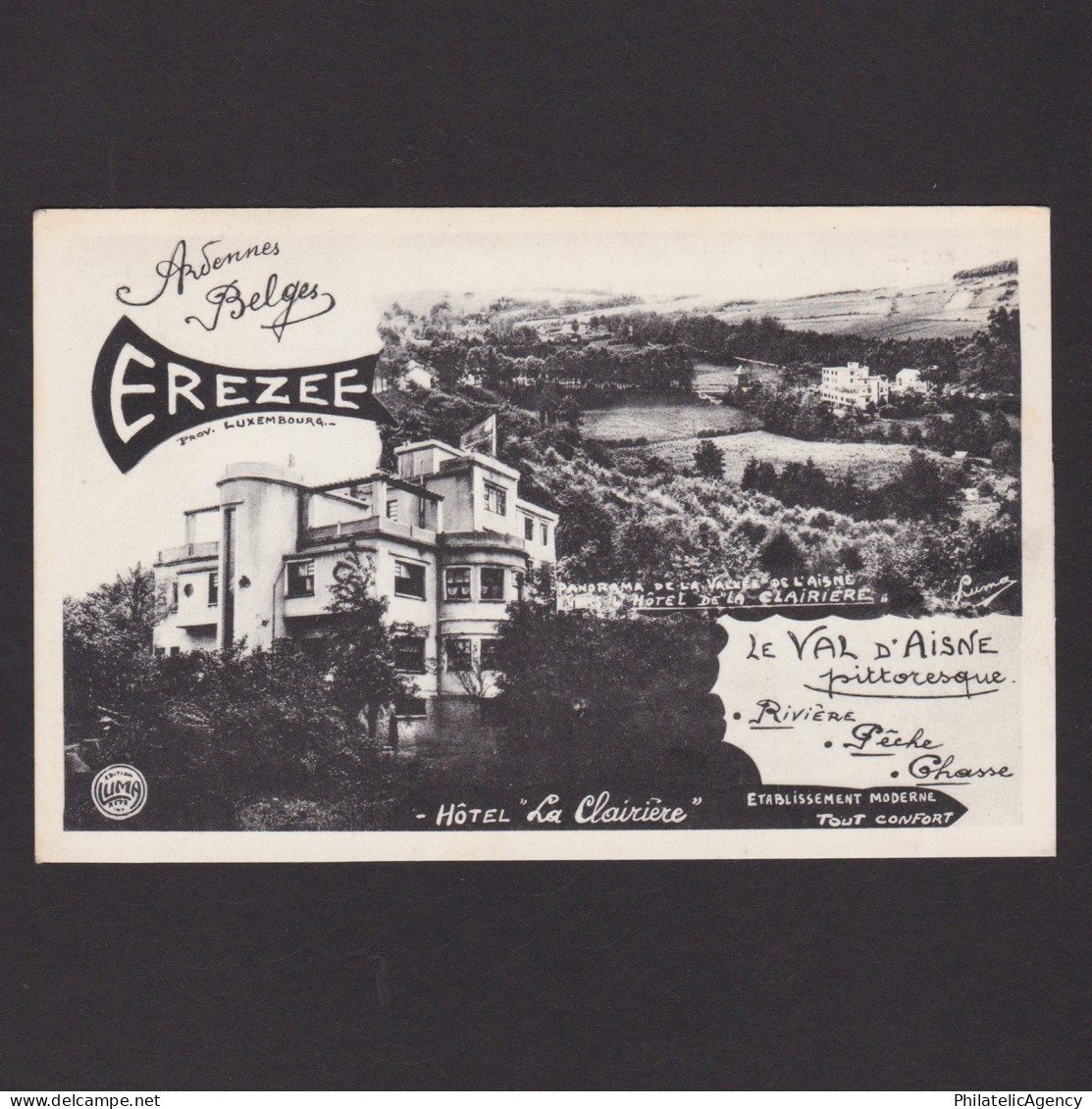 Advertising card, Erezee, Hotel La Clariere, Unposted