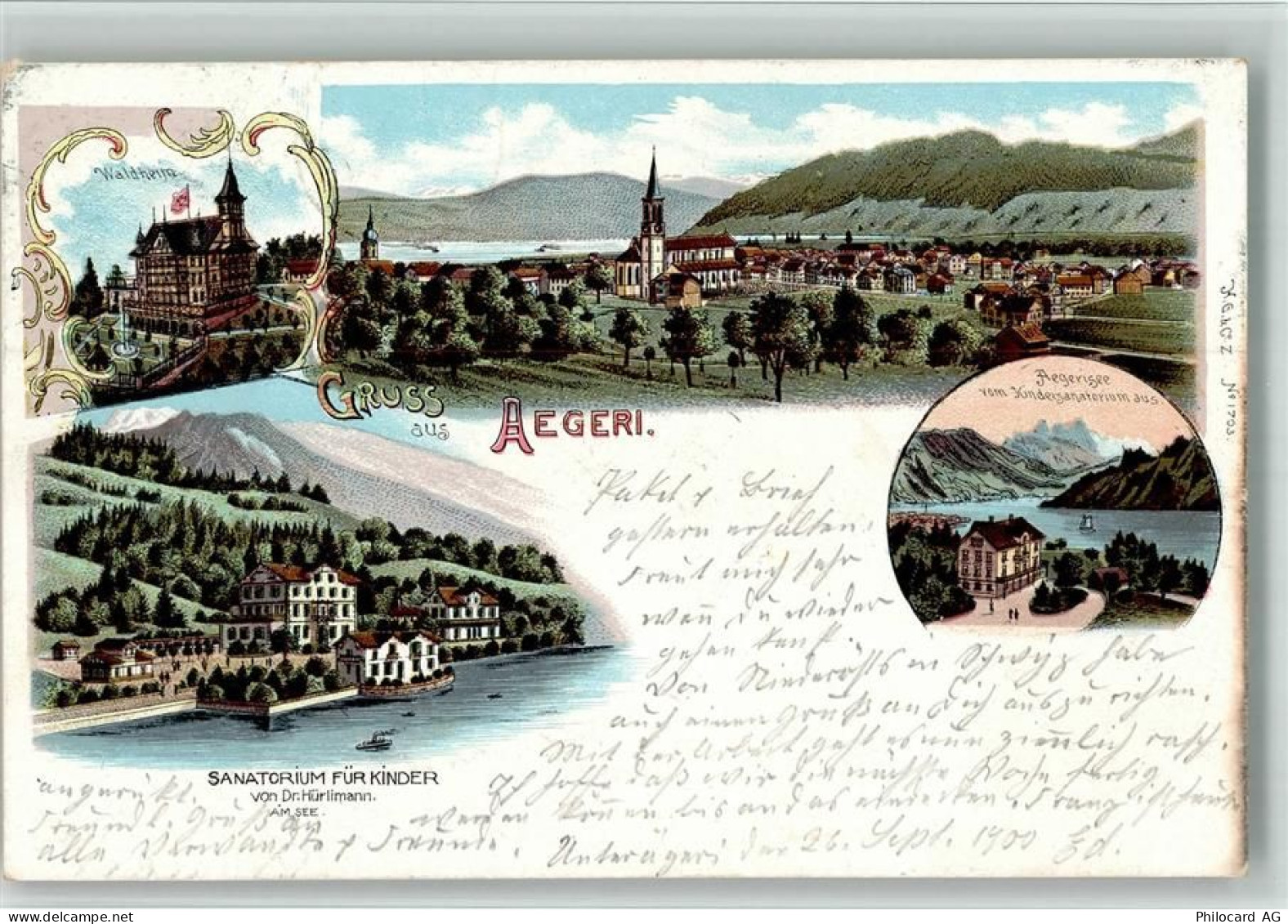 Aegerisee BOAKC Lithographie Waldheim Sanatorium für Kinder Dr. Hürliman... - 13702178