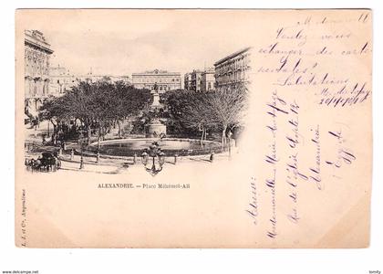 egypte alexandrie place mehemet ali + timbre 2 timbres cachet alexandrie 1901 à destination France