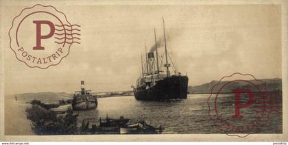 EGIPTO. EGYPTE. EGYPT. RPPC. CANAL DE SUEZ. NAVIRE TRANSVERSANT LE CANAL. 15X7CM FOTOGRAFICA. BARCO BATEAU SHIP
