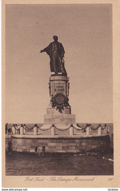 POSTAL DE PORT SAID DE LA ESTATUE DE LESSEPS (EGIPTO)