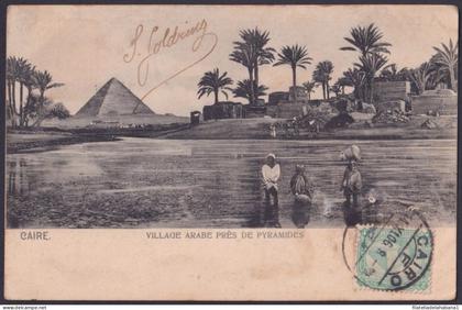 F-EX45322 EGYPT 1906 MAXIM POSTCARD ARCHEOLOGY PYRAMIDS TO BARCELONA.