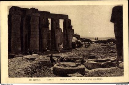 CPA Abu Simbel Ägypten, Tempel von Ramses, zwei Kolosse
