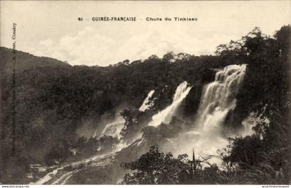 CPA Französisch Guinea, Wasserfall des Tinkisso Flusses, Bäume