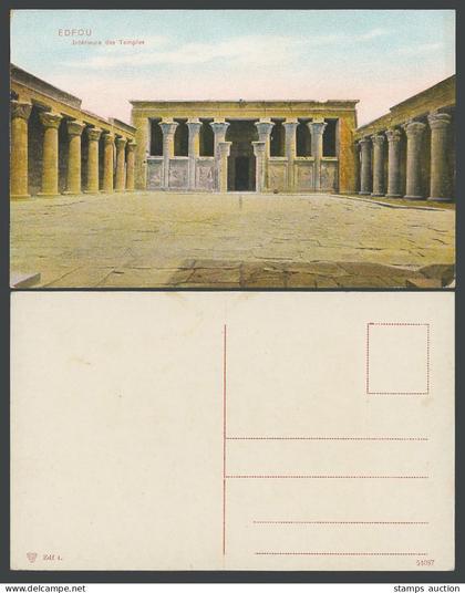Egypt Old Colour Postcard EDFOU EDFU Interieure des Temples Ruin Temple Interior